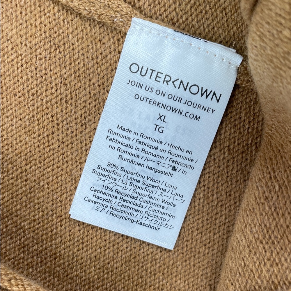 NEW Outerknown XL Cashmere Superfine Wool Tan Wide-Leg Knit Sweatpants - Picture 10 of 13